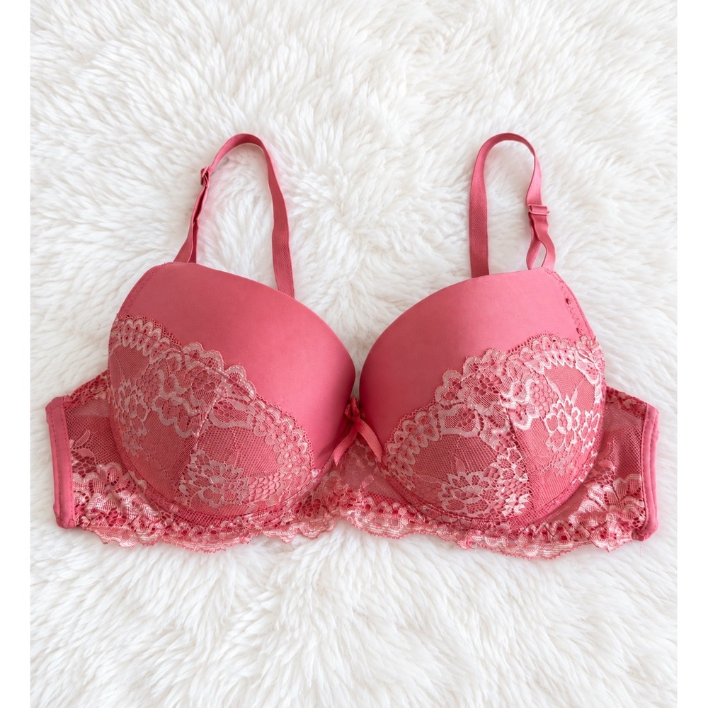 Sofra Bra Womens 40C Pink Lace Padded Underwire Push Up Sexy Lingerie Adjustabl